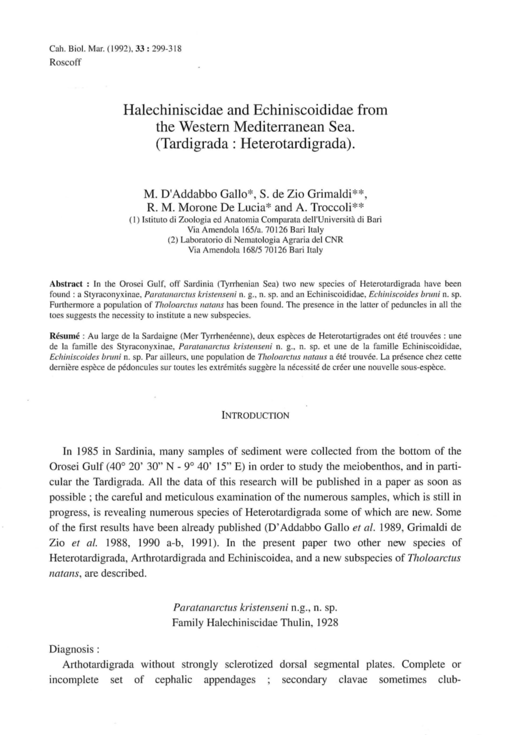 Halechiniscidae and Echiniscoididae from the Western Meditenanean Sea. (Tardigrada: Heterotardigrada)