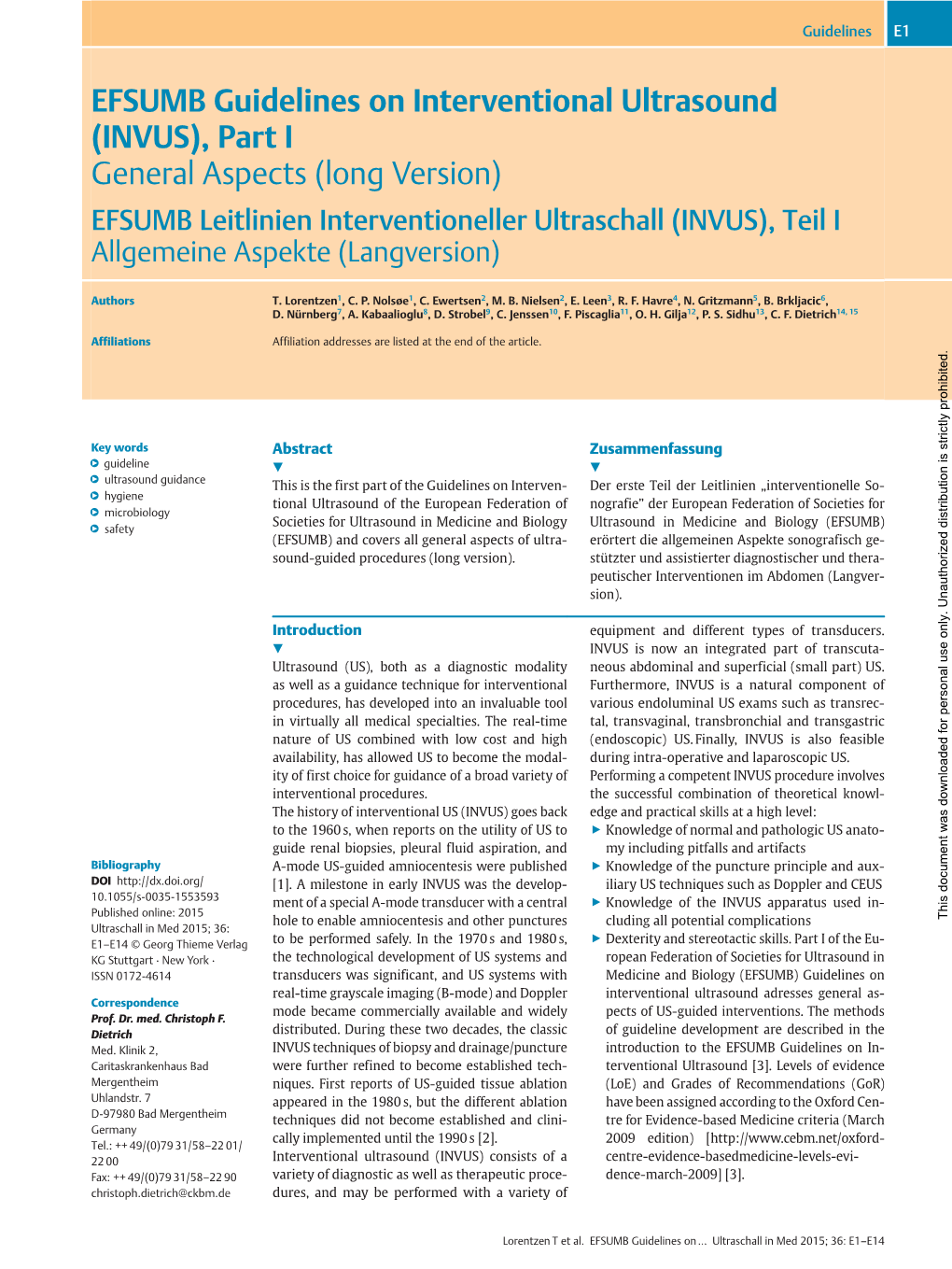 EFSUMB Guidelines on Interventional Ultrasound