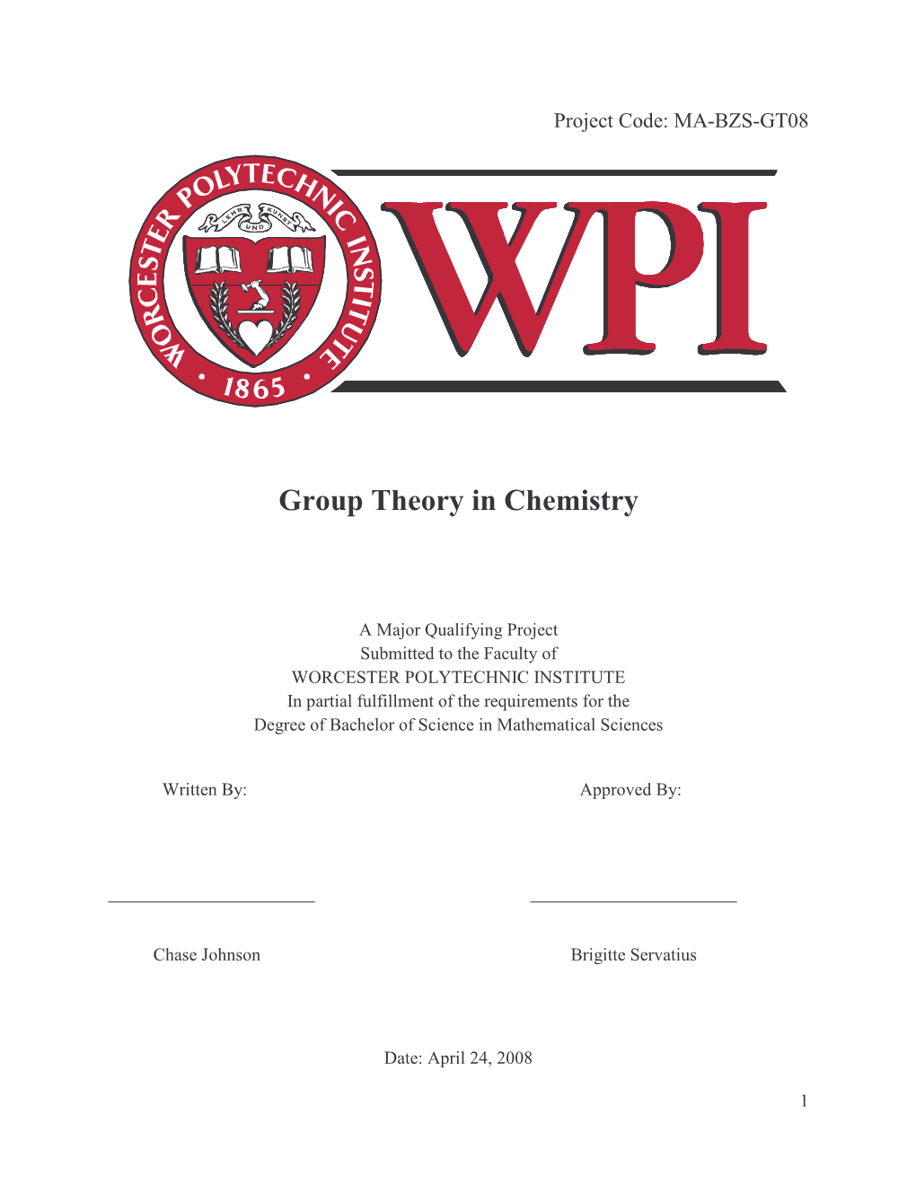 Group Theory in Chemistry