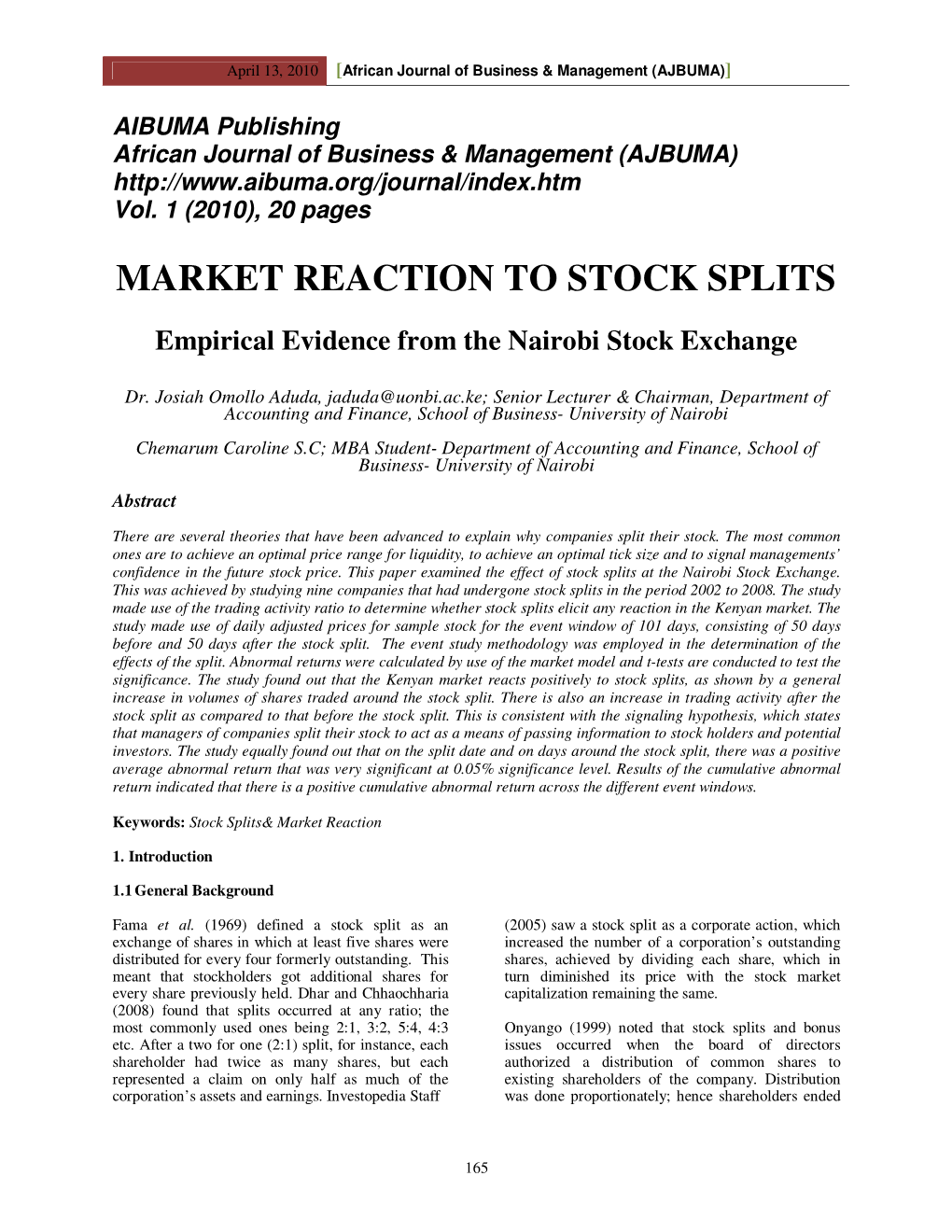 Market Reaction to Stock Splits
