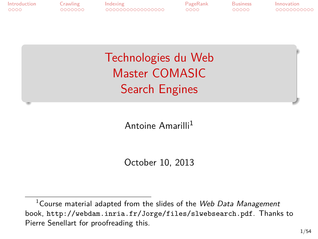 Technologies Du Web Master COMASIC Search Engines