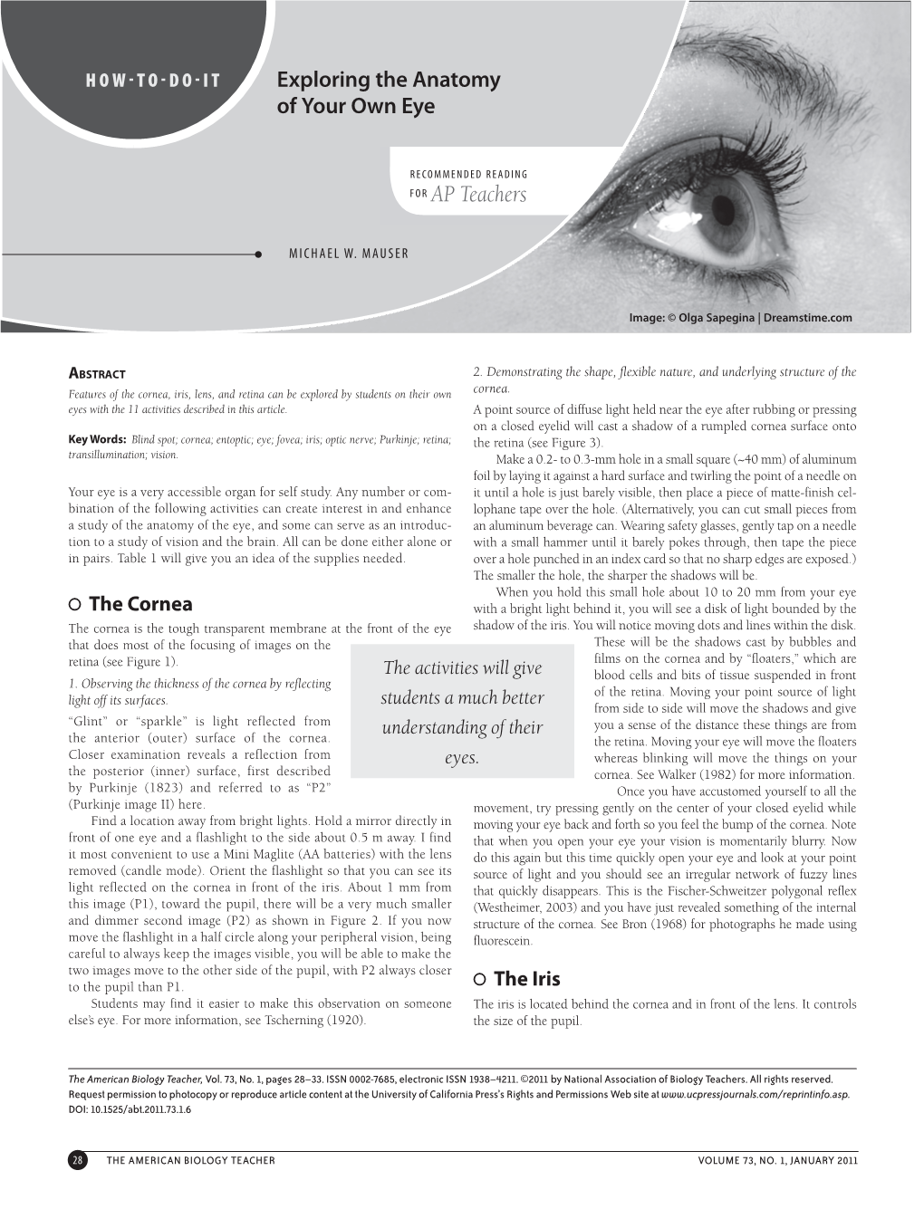 Exploring the Anatomy of Your Own Eye AP Teachers