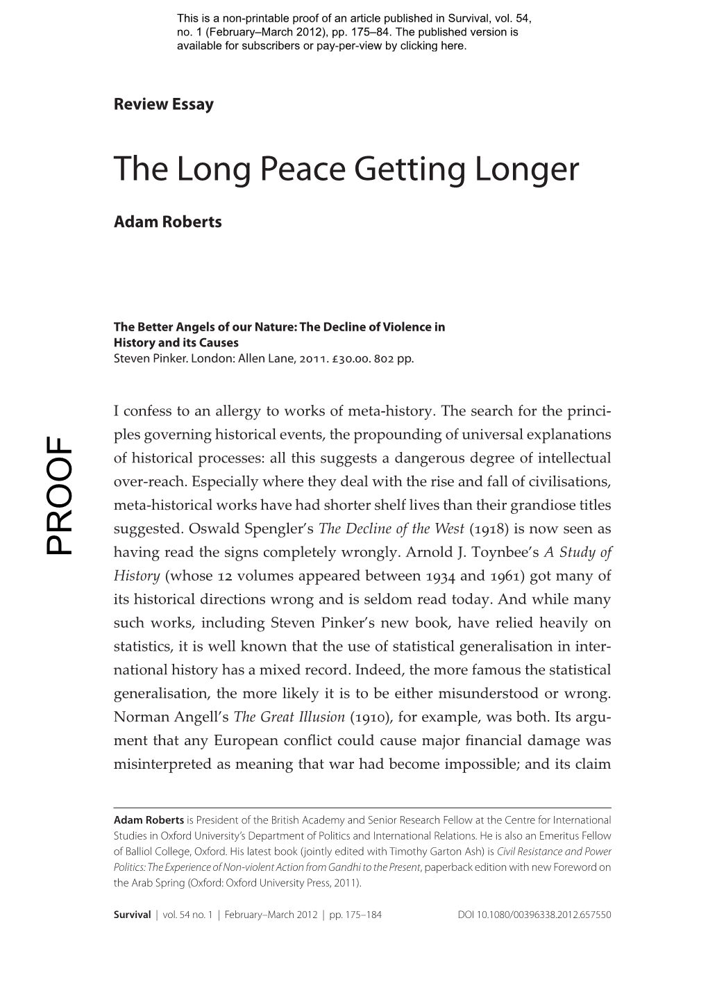 The Long Peace Getting Longer