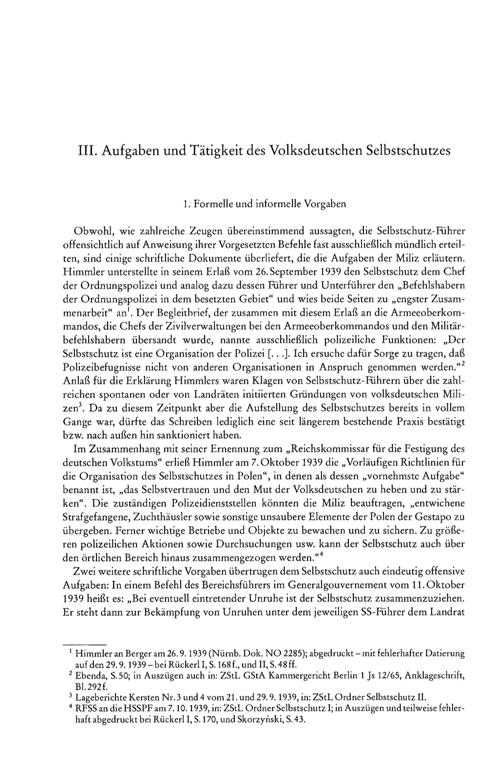 III. Aufgaben Und Tätigkeit Des Volksdeutschen Selbstschutzes