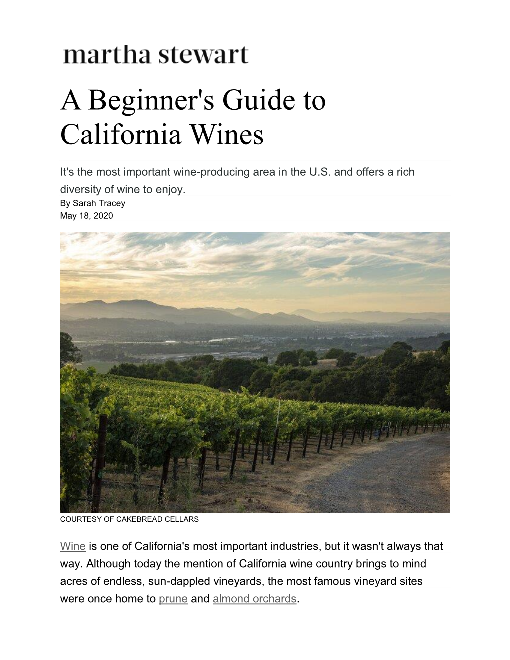 A Beginner's Guide to California Wines