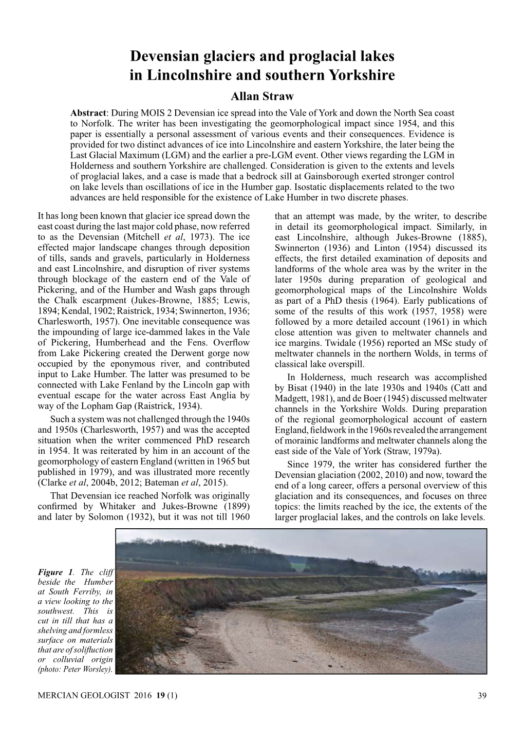 Devensian Glaciers and Proglacial Lakes in Lincolnshire and Southern Yorkshire