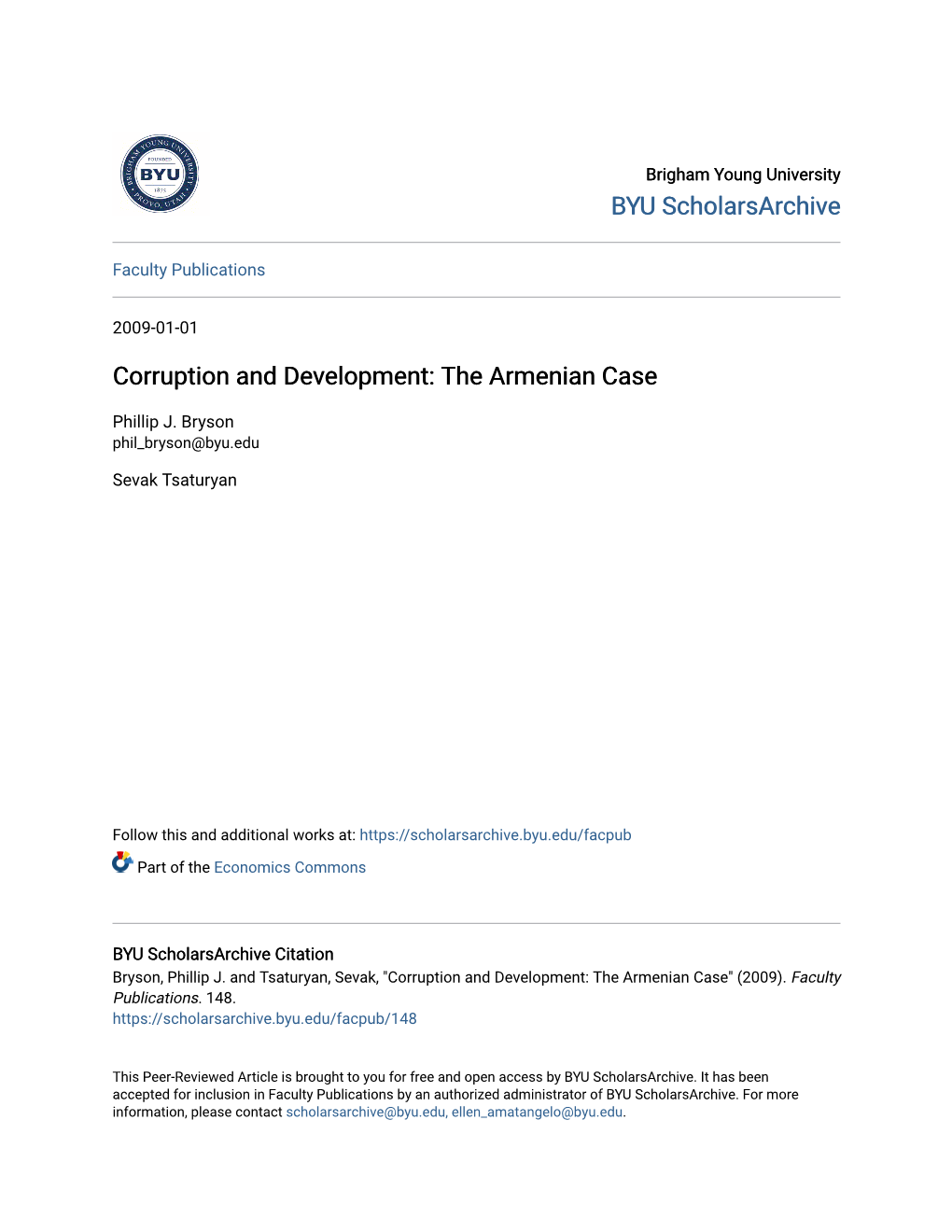 Corruption and Development: the Armenian Case