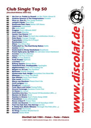 Club Single Top 50 (Discolaf-Hitliste 2007-52)