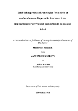 Establishing Robust Chronologies for Models of Modern Human