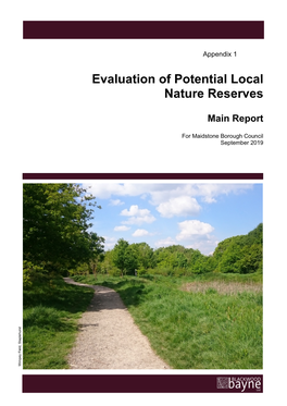 Evaluation of Potential Local Nature Reserves