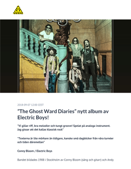 The Ghost Ward Diaries” Nytt Album Av Electric Boys!