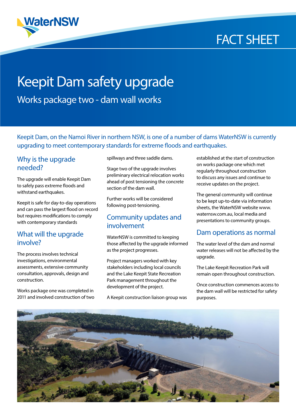 Keepit Dam Safety Upgrade Works Package Two - Dam Wall Works