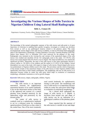 Investigating the Various Shapes of Sella Turcica in Nigerian Children Using Lateral Skull Radiographs