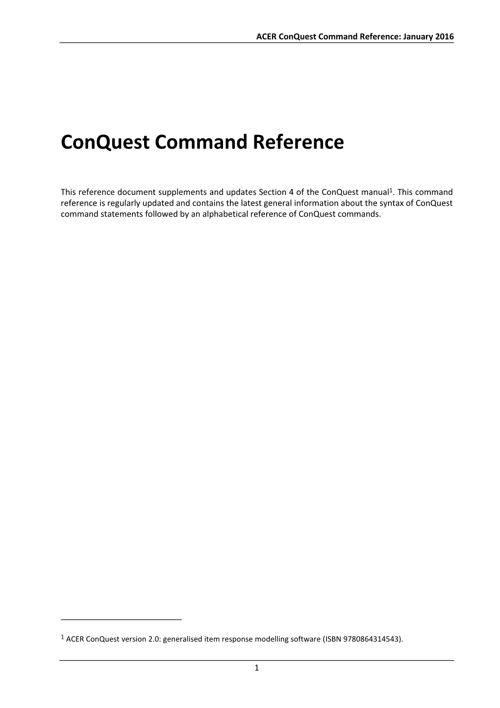 Conquest Command Reference: January 2016