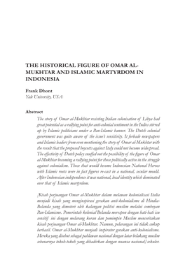 The Historical Figure of Omar Al- Mukhtar and Islamic Martyrdom in Indonesia