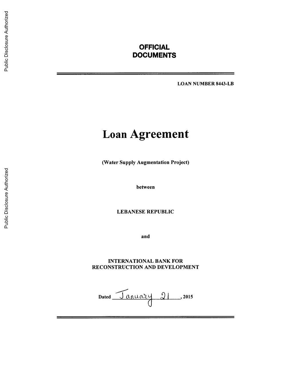 Loan Agreement Public Disclosure Authorized