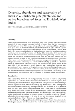 Diversity, Abundance and Seasonality of Birds in a Caribbean Pine Plantation and Native Broad-Leaved Forest at Trinidad, West Indies