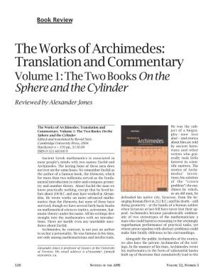 The Works of Archimedes: Translation and Commentary Volume 1: the Two Books on the Sphere and the Cylinder