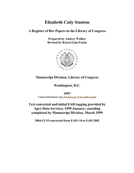 Papers of Elizabeth Cady Stanton