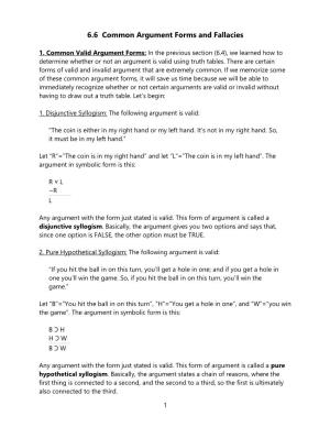 Argument Forms and Fallacies
