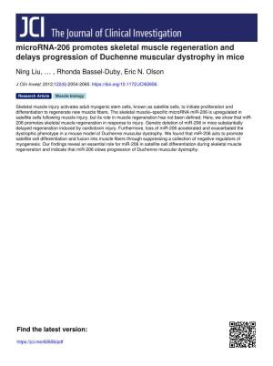 Microrna-206 Promotes Skeletal Muscle Regeneration and Delays Progression of Duchenne Muscular Dystrophy in Mice