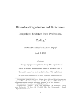Hierarchical Organization and Performance Inequality: Evidence