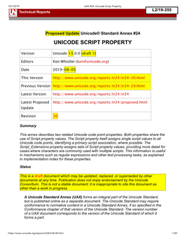 Unicode Script Property Technical Reports