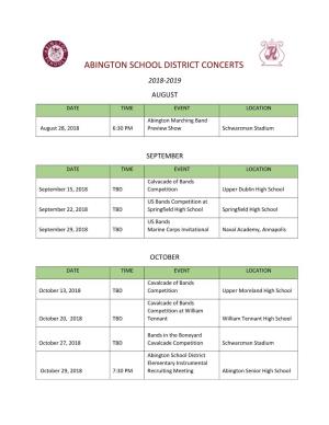 Abington School District Concerts 2018-2019 August