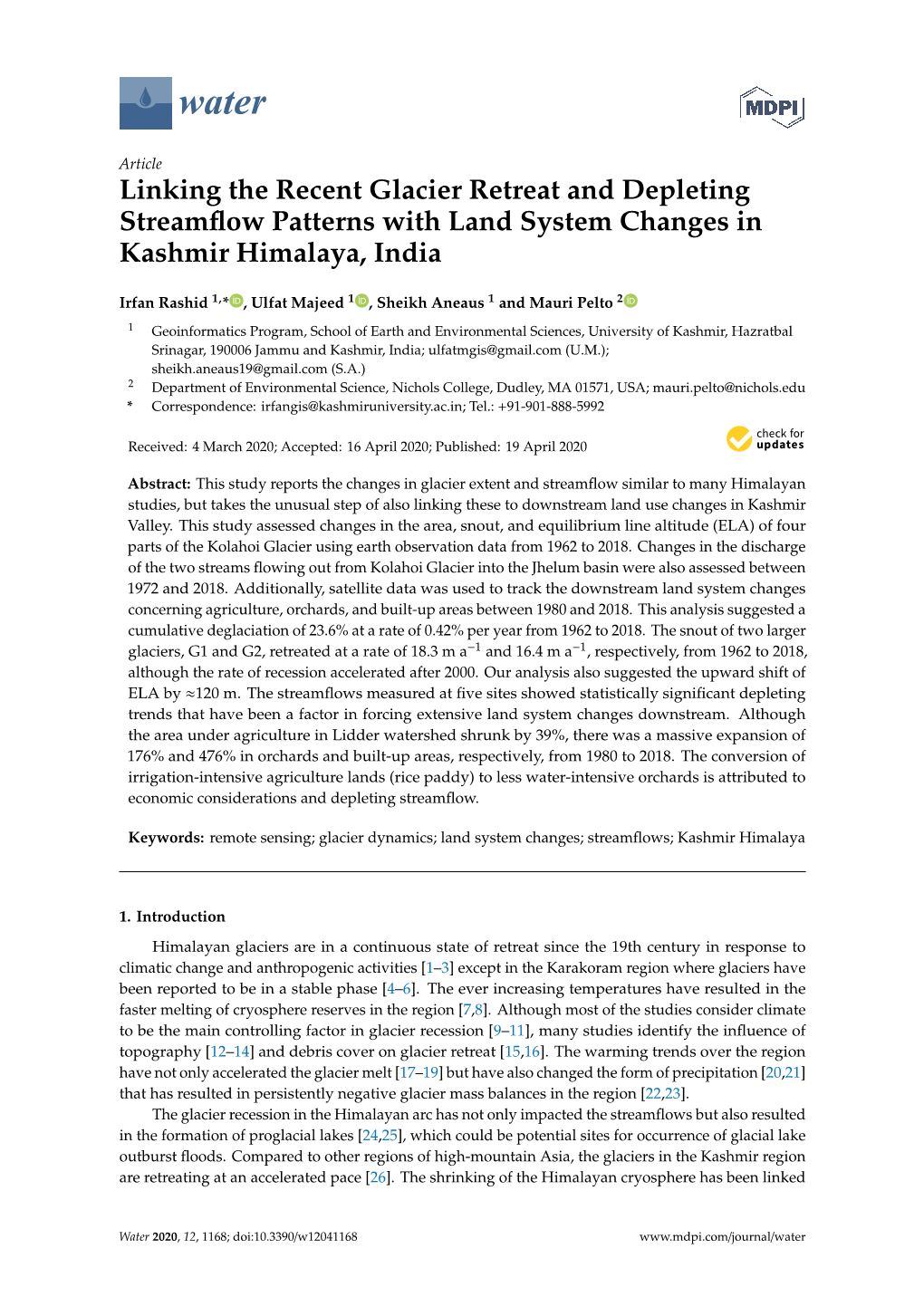 Linking the Recent Glacier Retreat and Depleting Streamflow Patterns