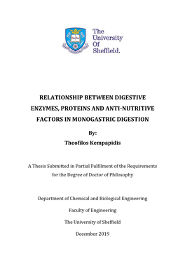 Relationship Between Digestive Enzymes, Proteins and Anti-Nutritive Factors in Monogastric Digestion