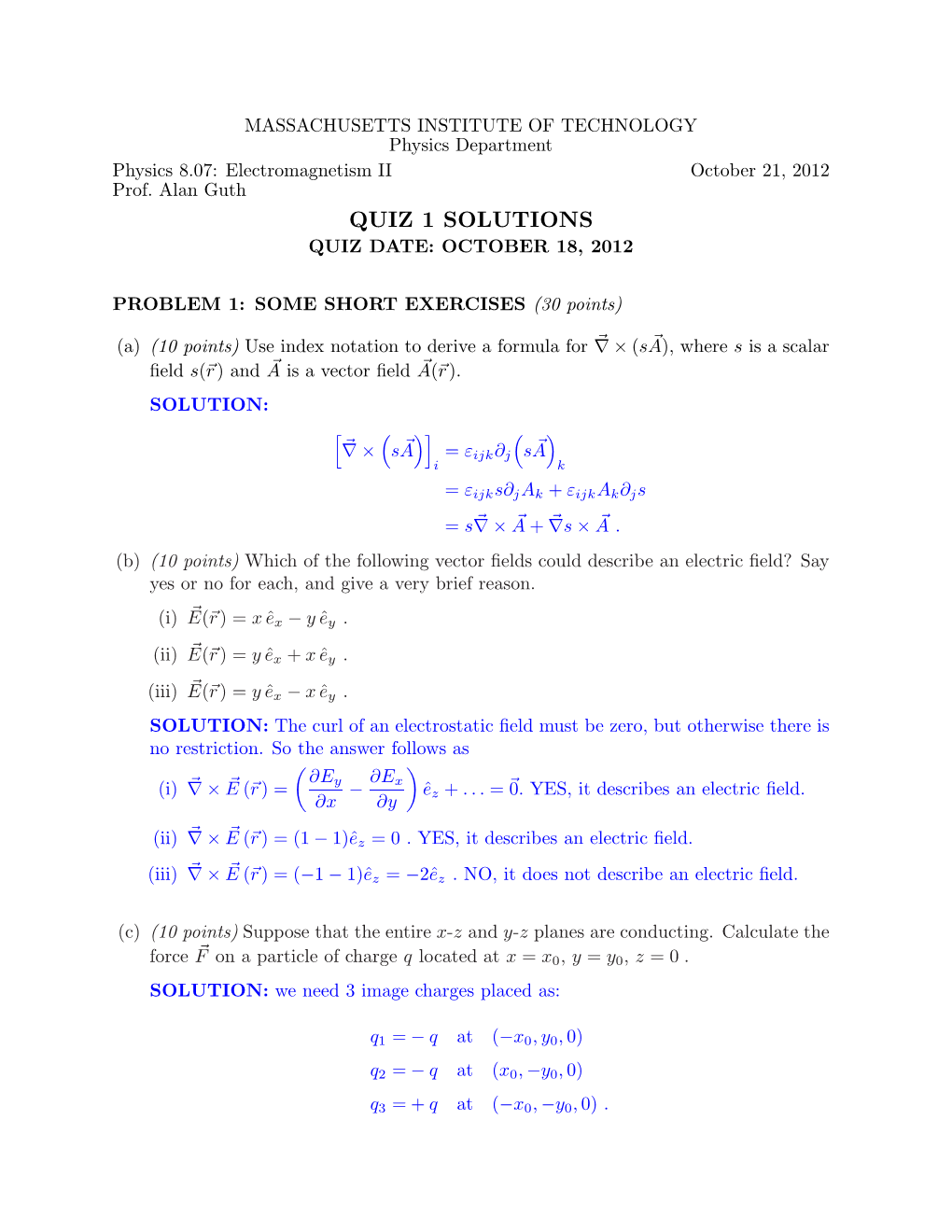 Quiz 1 Solution (PDF)