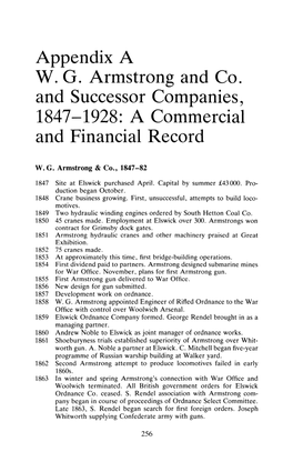 Appendix a W. G. Armstrong and Co. and Successor Companies, 1847-1928: a Commercial and Financial Record