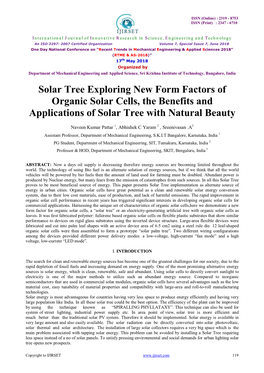 Solar Tree Exploring New Form Factors of Organic Solar Cells, the Benefits and Applications of Solar Tree with Natural Beauty