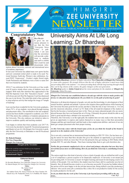University Aims at Life Long Learning