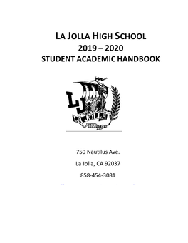La Jolla High School 2019–2020 Student Academichandbook