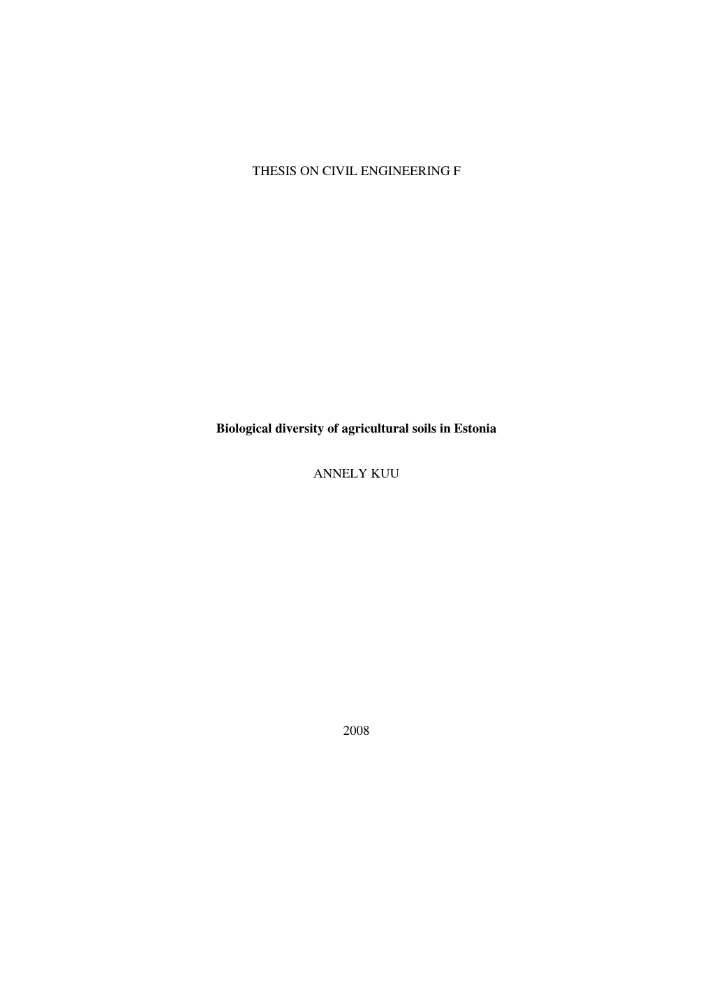 THESIS on CIVIL ENGINEERING F Biological Diversity Of