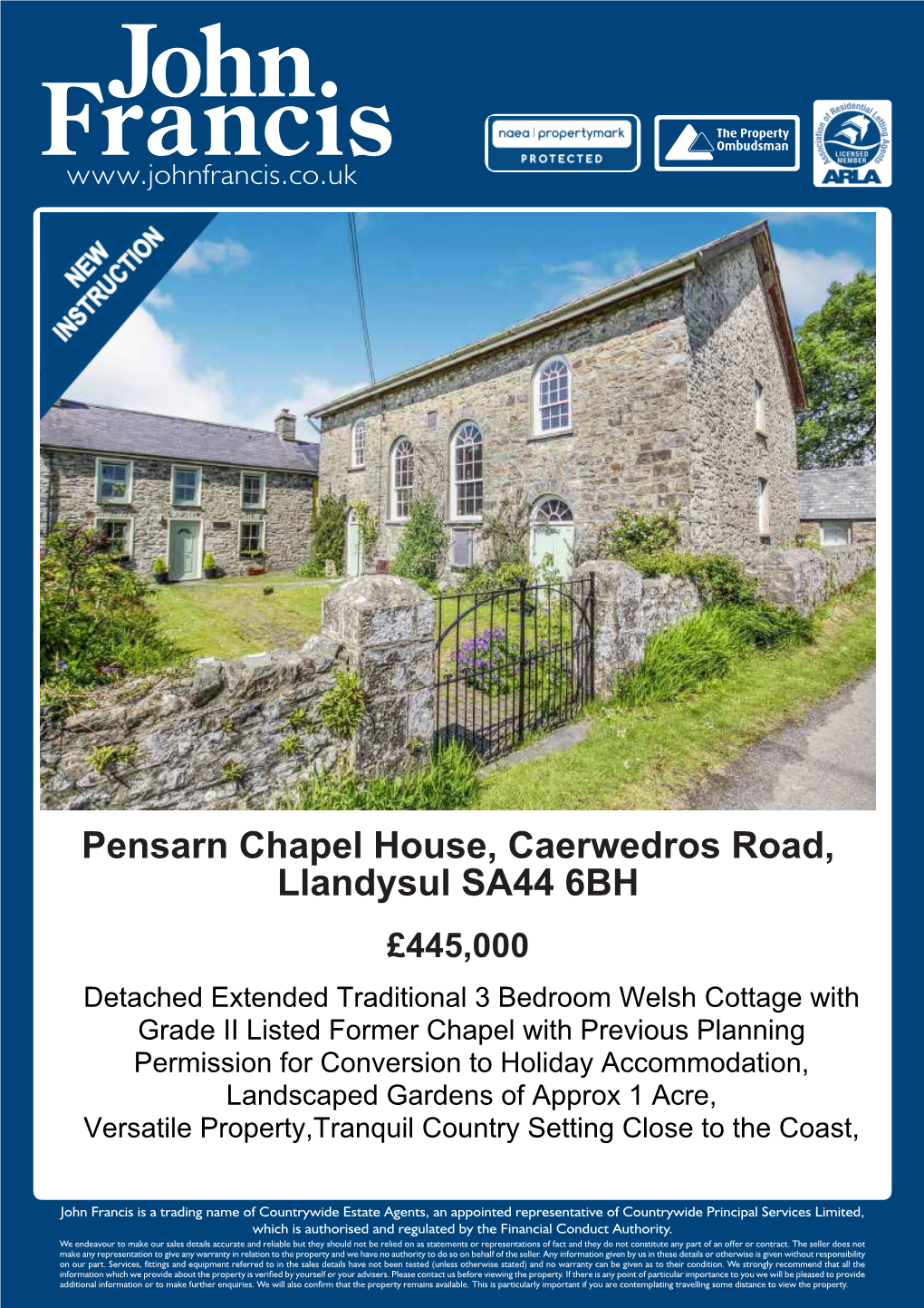 Pensarn Chapel House, Caerwedros Road, Llandysul SA44