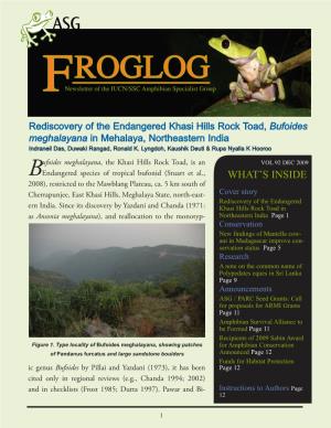 FROGLOG Is the Bi-Monthly Frange of Articles on Any of FROGLOG Vol 91 (As Newsletter of the Amphibian Spe- Research, Discoveries Or Con- Should References)
