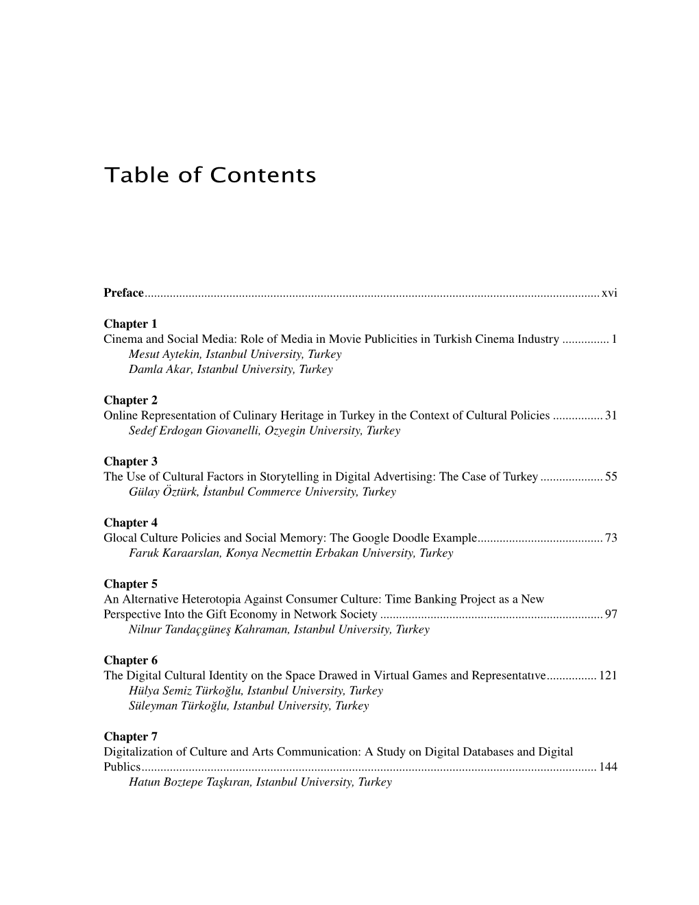 Table of Contents