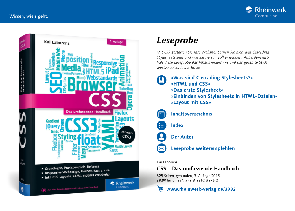 CSS – Das Umfassende Handbuch 825 Seiten, Gebunden, 3