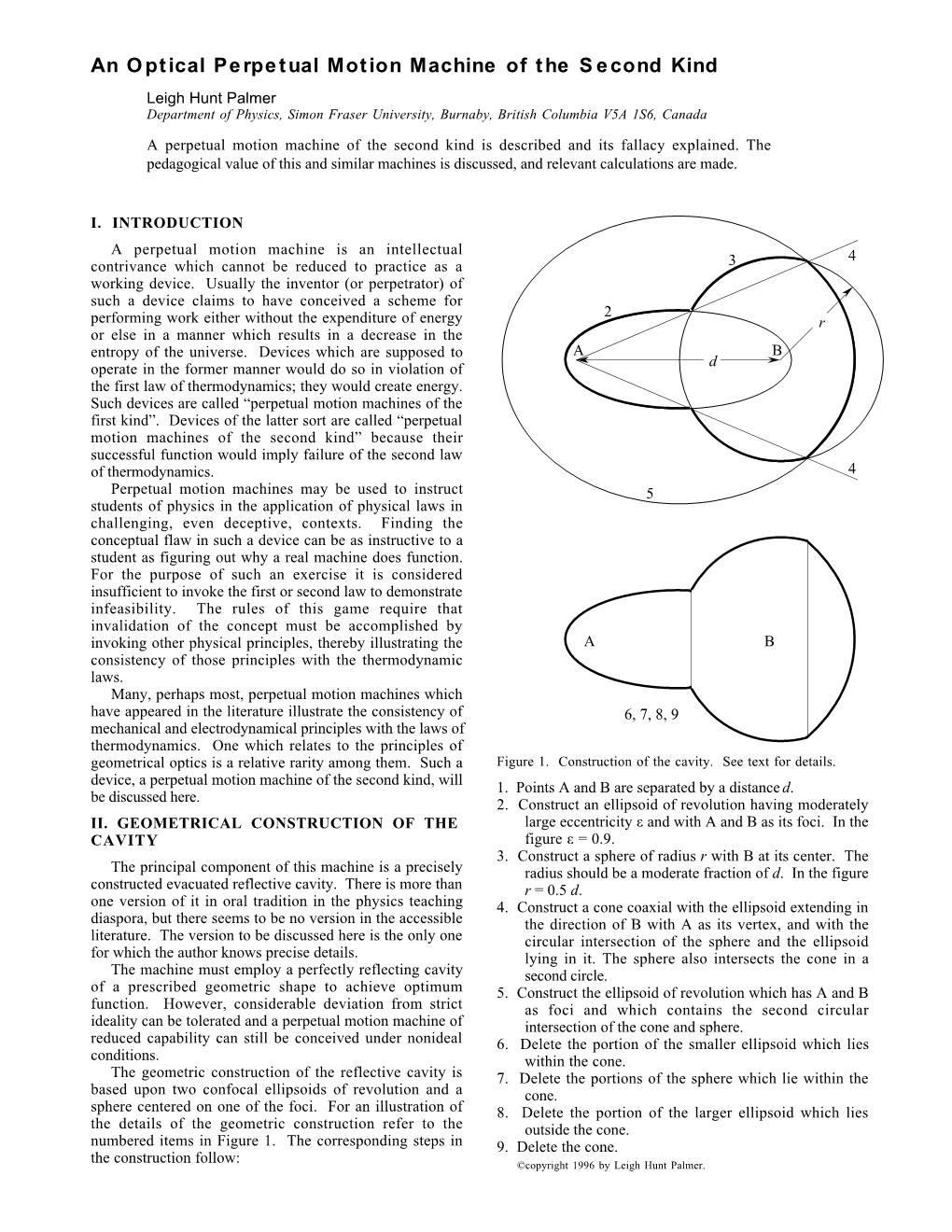 An Optical Perpetual Motion Machine of the Second Kind Leigh Hunt Palmer Department of Physics, Simon Fraser University, Burnaby, British Columbia V5A 1S6, Canada