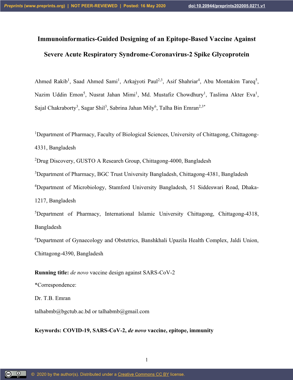 Immunoinformatics-Guided Designing of an Epitope-Based Vaccine Against