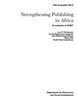 Strengthening Publishing in Africa an Evaluation of APNET