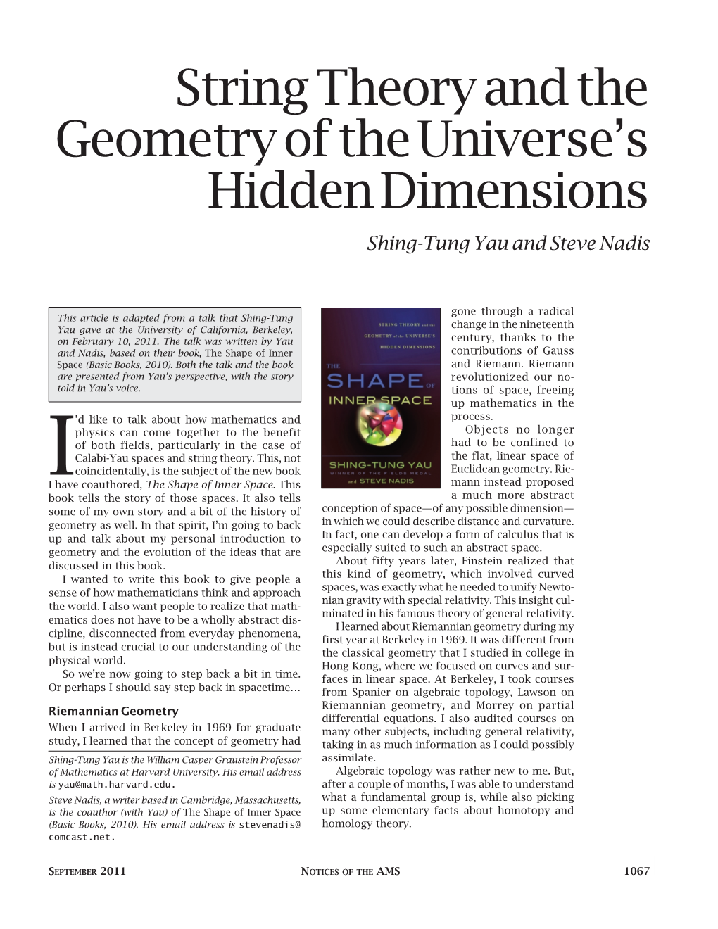 String Theory and the Geometry of the Universe's Hidden Dimensions