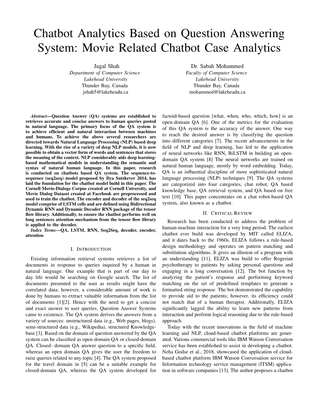 Chatbot Analytics Based on Question Answering System: Movie Related Chatbot Case Analytics