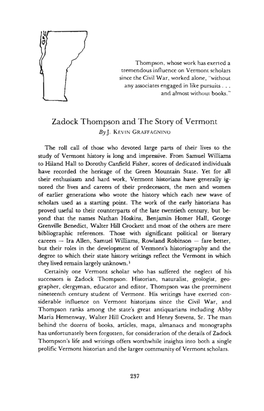 Zadock Thompson and the Story of Vermont By]