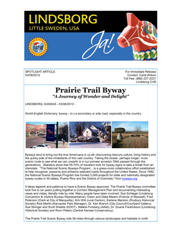 Prairie Trail Byway "A Journey of Wonder and Delight"
