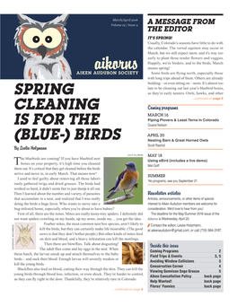 Aikorns Means Spring! Aiken Audubon Society Some Birds Are Flying North, Especially Those with Long Trips Ahead of Them