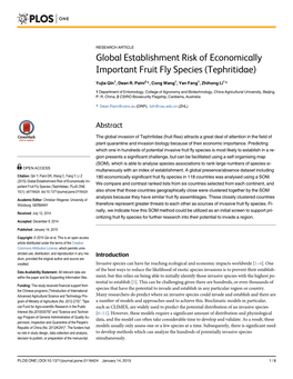 Global Establishment Risk of Economically Important Fruit Fly Species (Tephritidae)
