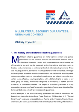 1. the History of Multilateral Collective Guarantees